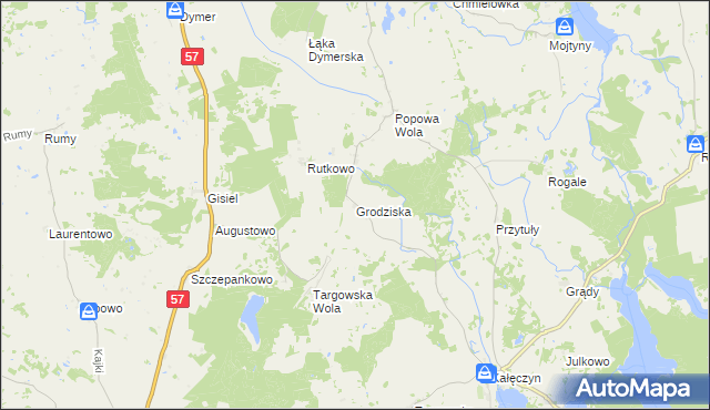 mapa Grodziska gmina Dźwierzuty, Grodziska gmina Dźwierzuty na mapie Targeo