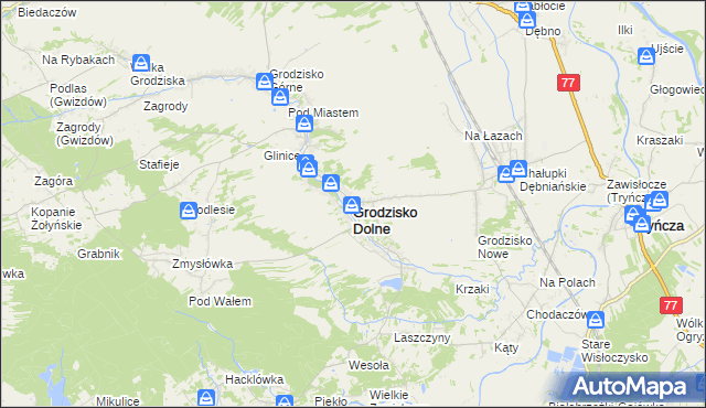 mapa Grodzisko Dolne, Grodzisko Dolne na mapie Targeo