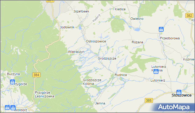 mapa Grodziszcze gmina Stoszowice, Grodziszcze gmina Stoszowice na mapie Targeo