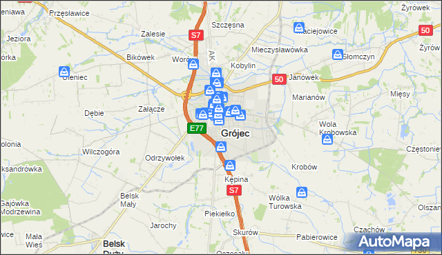 mapa Grójec, Grójec na mapie Targeo