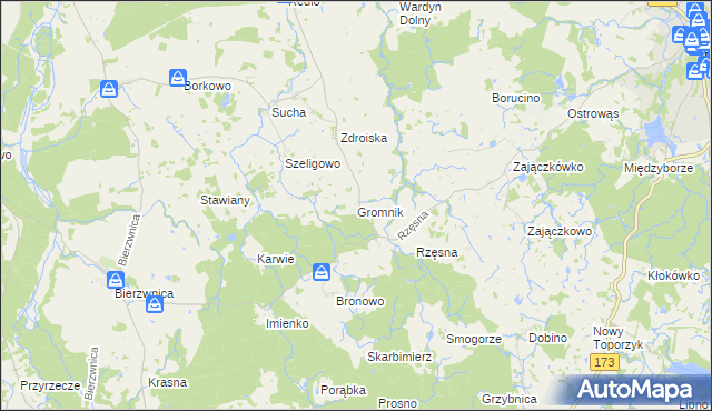 mapa Gromnik gmina Połczyn-Zdrój, Gromnik gmina Połczyn-Zdrój na mapie Targeo