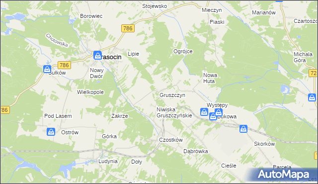 mapa Gruszczyn gmina Krasocin, Gruszczyn gmina Krasocin na mapie Targeo