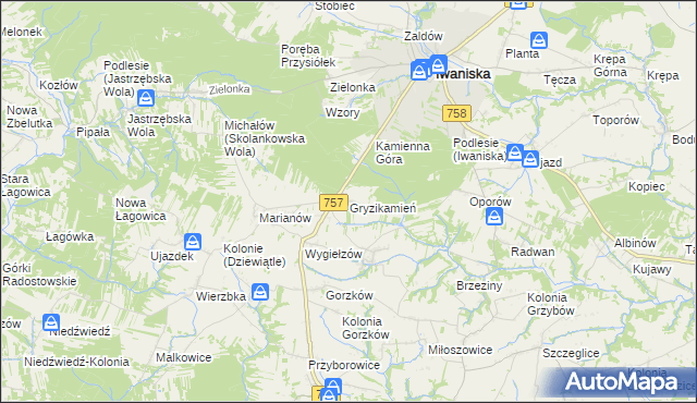 mapa Gryzikamień, Gryzikamień na mapie Targeo