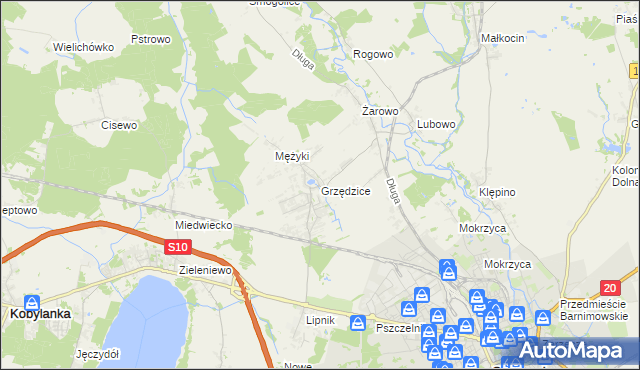 mapa Grzędzice, Grzędzice na mapie Targeo