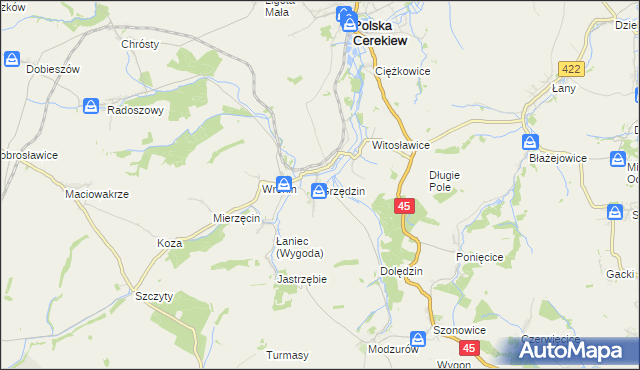 mapa Grzędzin, Grzędzin na mapie Targeo