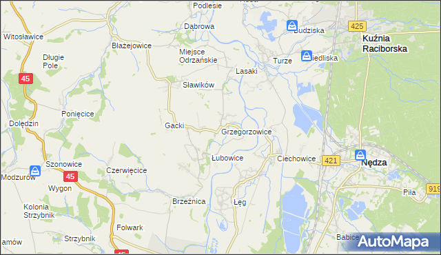 mapa Grzegorzowice gmina Rudnik, Grzegorzowice gmina Rudnik na mapie Targeo