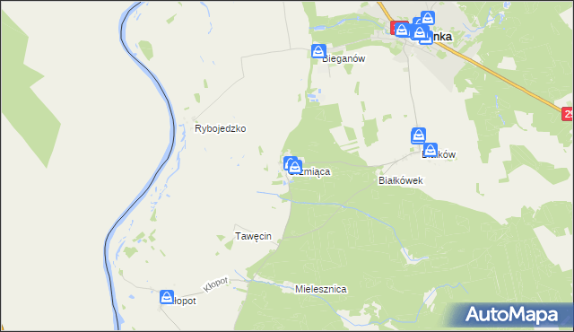 mapa Grzmiąca gmina Cybinka, Grzmiąca gmina Cybinka na mapie Targeo