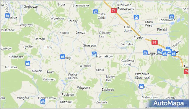 mapa Grzymałków, Grzymałków na mapie Targeo