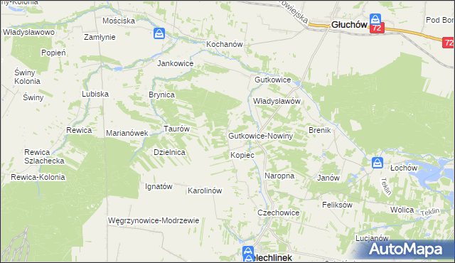 mapa Gutkowice-Nowiny, Gutkowice-Nowiny na mapie Targeo