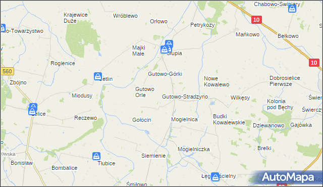 mapa Gutowo-Stradzyno, Gutowo-Stradzyno na mapie Targeo