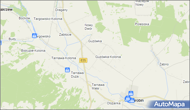 mapa Guzówka-Kolonia, Guzówka-Kolonia na mapie Targeo