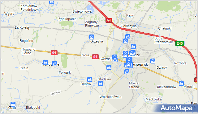 mapa Gwizdaj, Gwizdaj na mapie Targeo