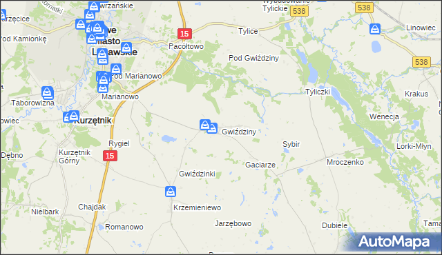 mapa Gwiździny gmina Nowe Miasto Lubawskie, Gwiździny gmina Nowe Miasto Lubawskie na mapie Targeo