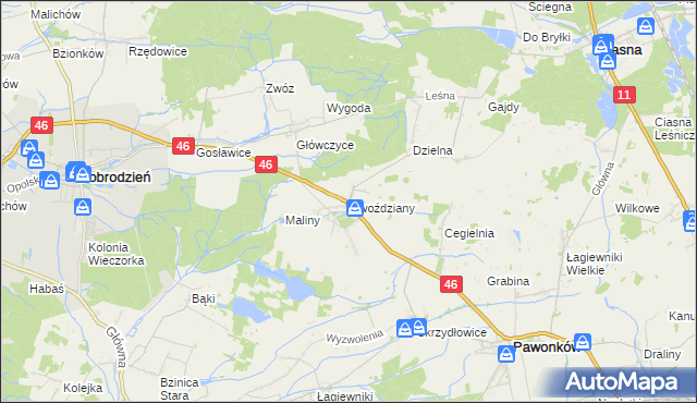 mapa Gwoździany, Gwoździany na mapie Targeo