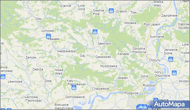 mapa Gwoździec gmina Zakliczyn, Gwoździec gmina Zakliczyn na mapie Targeo