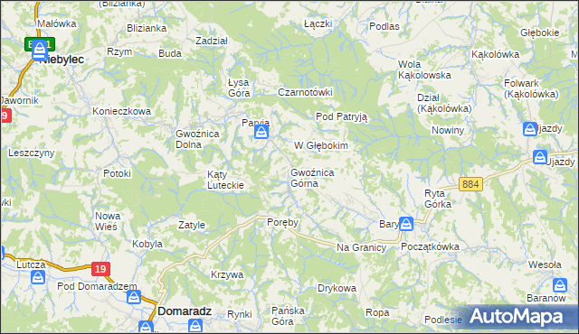 mapa Gwoźnica Górna, Gwoźnica Górna na mapie Targeo