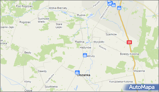 mapa Hadynów, Hadynów na mapie Targeo