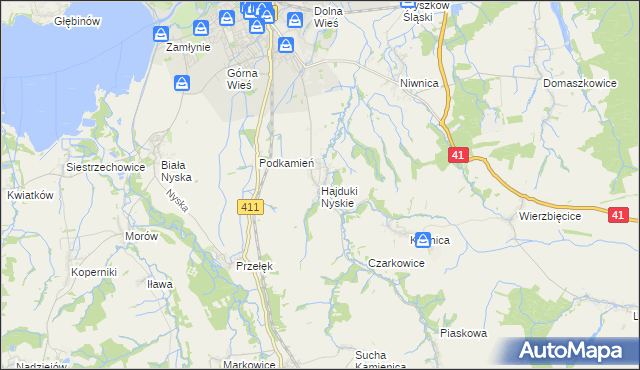 mapa Hajduki Nyskie, Hajduki Nyskie na mapie Targeo