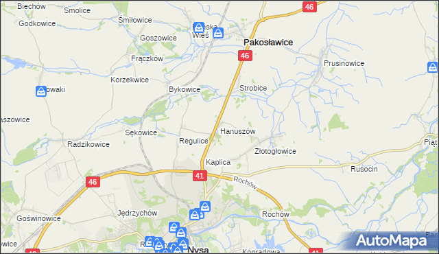 mapa Hanuszów, Hanuszów na mapie Targeo