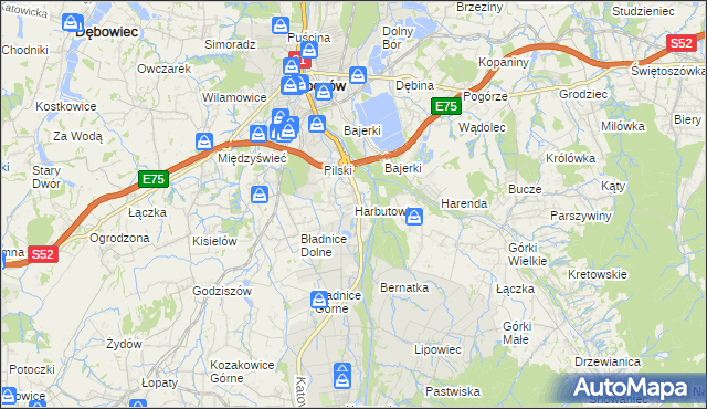 mapa Harbutowice gmina Skoczów, Harbutowice gmina Skoczów na mapie Targeo