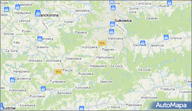 mapa Harbutowice gmina Sułkowice, Harbutowice gmina Sułkowice na mapie Targeo