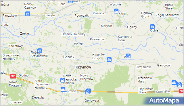 mapa Helenów Drugi gmina Krzymów, Helenów Drugi gmina Krzymów na mapie Targeo