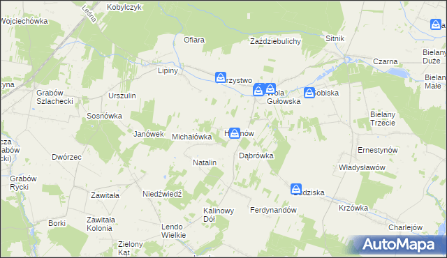 mapa Helenów gmina Adamów, Helenów gmina Adamów na mapie Targeo