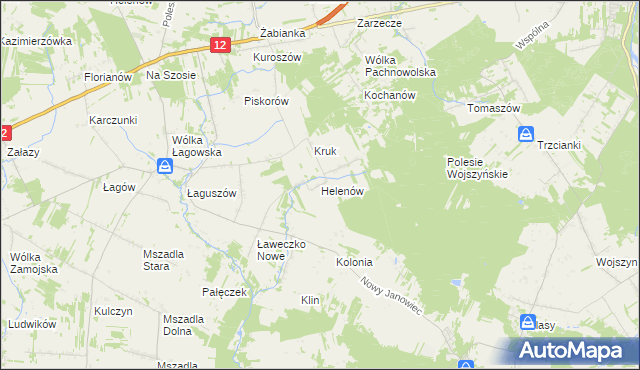mapa Helenów gmina Przyłęk, Helenów gmina Przyłęk na mapie Targeo