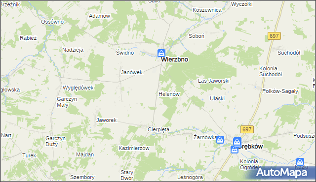 mapa Helenów gmina Wierzbno, Helenów gmina Wierzbno na mapie Targeo