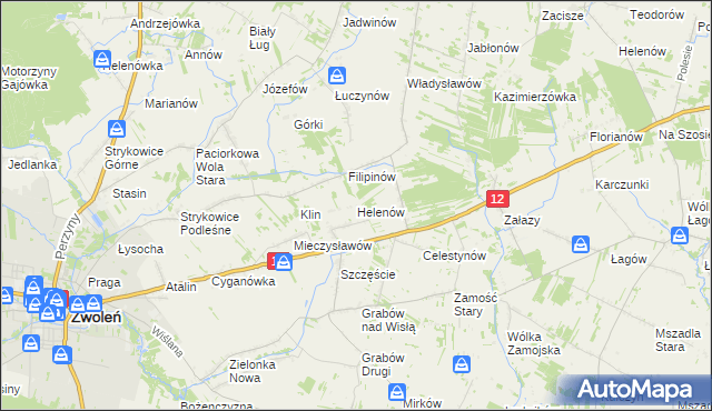 mapa Helenów gmina Zwoleń, Helenów gmina Zwoleń na mapie Targeo
