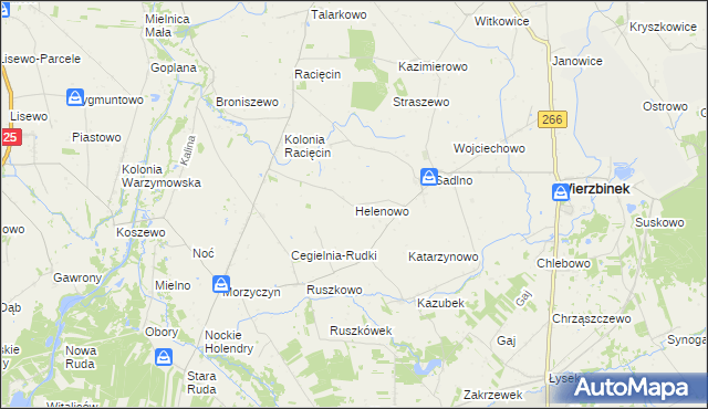 mapa Helenowo gmina Wierzbinek, Helenowo gmina Wierzbinek na mapie Targeo