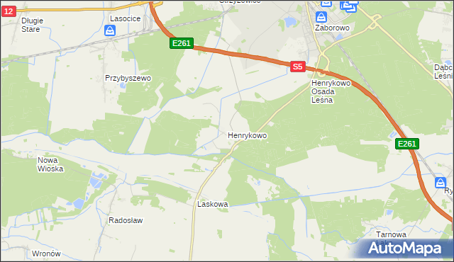 mapa Henrykowo gmina Święciechowa, Henrykowo gmina Święciechowa na mapie Targeo