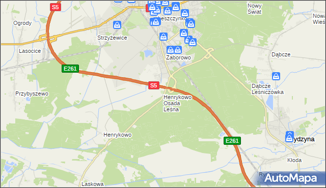 mapa Henrykowo Osada Leśna, Henrykowo Osada Leśna na mapie Targeo