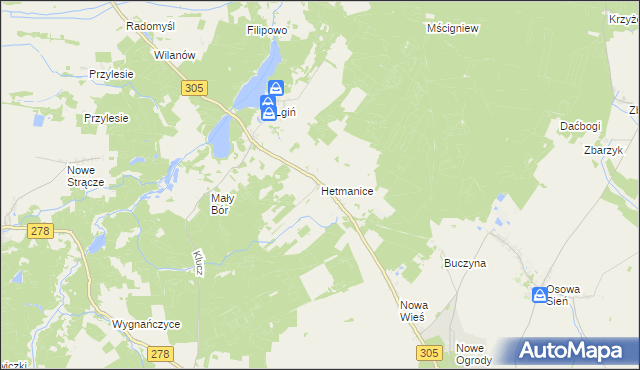 mapa Hetmanice, Hetmanice na mapie Targeo