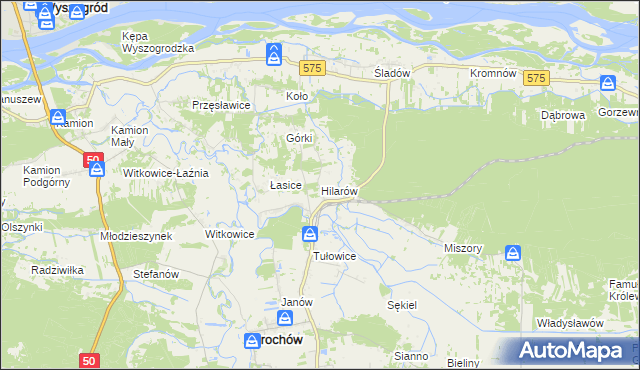 mapa Hilarów gmina Brochów, Hilarów gmina Brochów na mapie Targeo