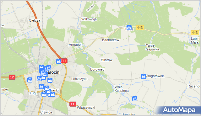 mapa Hilarów gmina Jarocin, Hilarów gmina Jarocin na mapie Targeo