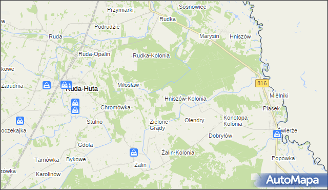 mapa Hniszów-Kolonia, Hniszów-Kolonia na mapie Targeo