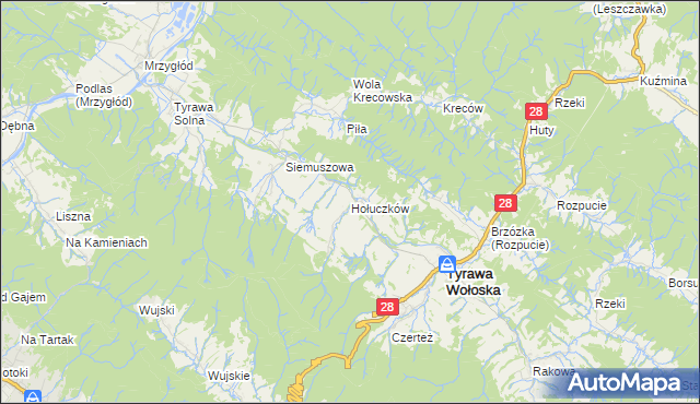 mapa Hołuczków, Hołuczków na mapie Targeo