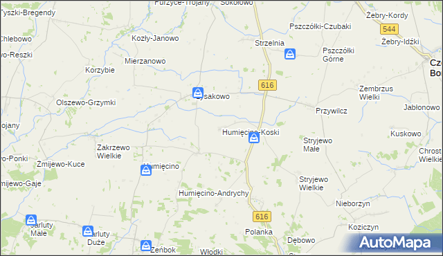 mapa Humięcino-Koski, Humięcino-Koski na mapie Targeo