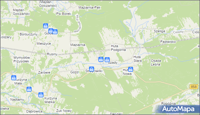 mapa Huta Krzeszowska, Huta Krzeszowska na mapie Targeo