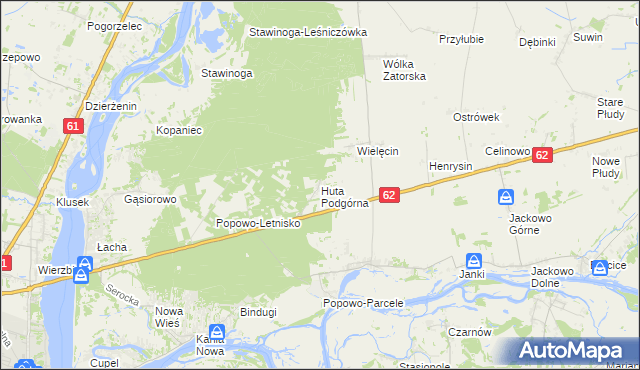 mapa Huta Podgórna gmina Somianka, Huta Podgórna gmina Somianka na mapie Targeo