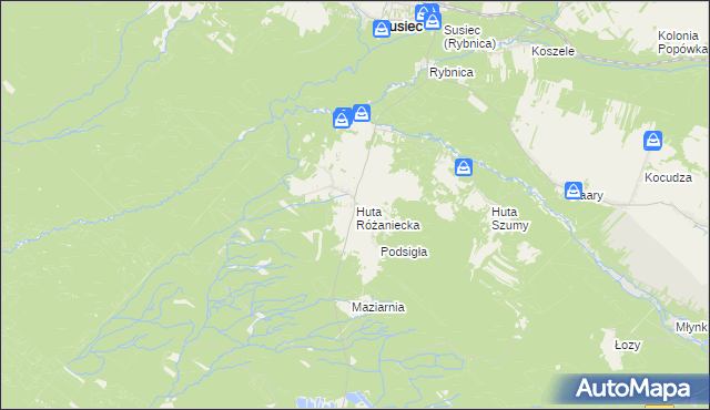 mapa Huta Różaniecka, Huta Różaniecka na mapie Targeo