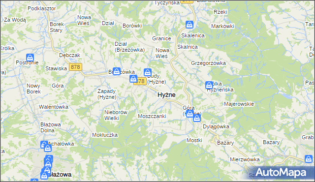 mapa Hyżne, Hyżne na mapie Targeo