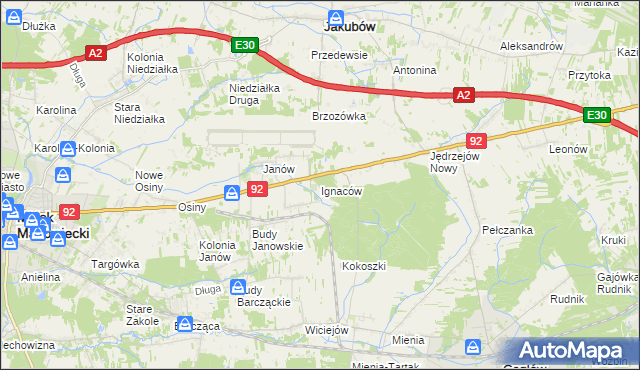 mapa Ignaców gmina Mińsk Mazowiecki, Ignaców gmina Mińsk Mazowiecki na mapie Targeo