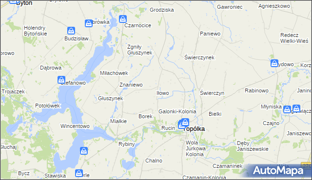 mapa Iłowo gmina Topólka, Iłowo gmina Topólka na mapie Targeo