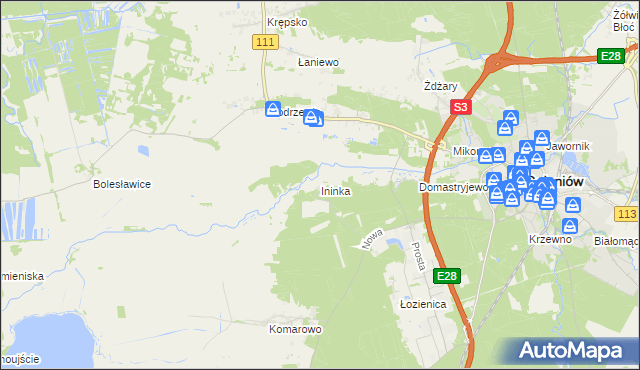 mapa Ininka, Ininka na mapie Targeo