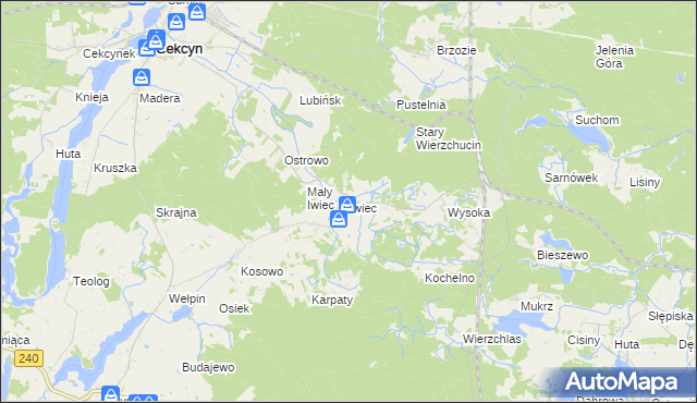 mapa Iwiec, Iwiec na mapie Targeo
