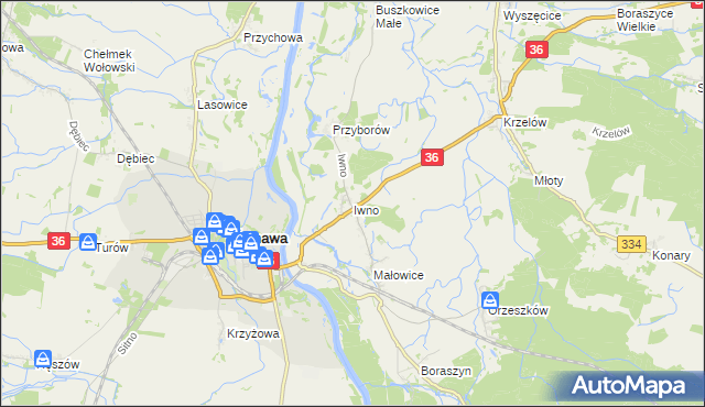 mapa Iwno gmina Wińsko, Iwno gmina Wińsko na mapie Targeo