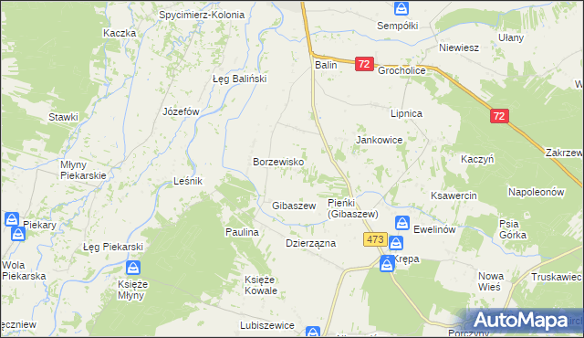 mapa Izabela gmina Poddębice, Izabela gmina Poddębice na mapie Targeo