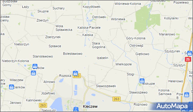 mapa Izabelin gmina Kleczew, Izabelin gmina Kleczew na mapie Targeo